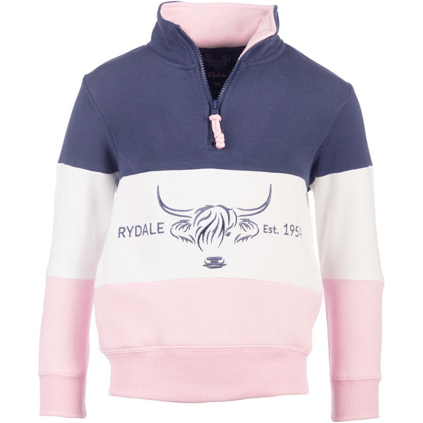 2025 Rydale Juniors Byland Sweat à Capuchon 423346 - Vache Sorbet / White / Denim